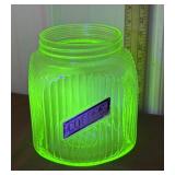 Coffee canister green glow glass