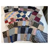 Vintage quilt squares - many hand stitched   48