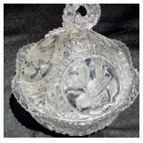 Hofbauer Byrdes Birds Covered Compote Cut Crystal