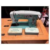 Vintage Aqua White Sewing Machine
