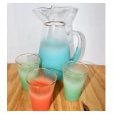 Retro Frosted Turquoise Blendo Pitcher with 3