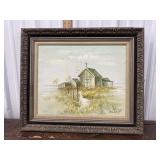 Artist Signed Bauer barn painting on canvas