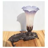 Pretty Purple Glass Lily Lampshade with Metal
