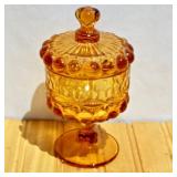 L.G. Wright Amber Eye Winker Amber Glass Lidded