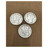 3 Mercury Dimes