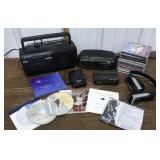Radio, alarm clock radio, CDs, radio headphones