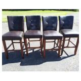 Contemporary leather & wood Pub Chairs-Counter
