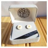 14K Gold and Alaska Walrus Vintage Earrings