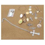 Religious pins, necklaces etc