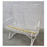 Woven metal garden bench
