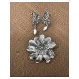 Sterling pin and .925 stamped earrings
