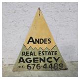 Andes real estate sign 29"30" 2 sided