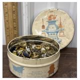 Vintage cookie tin full of buttons