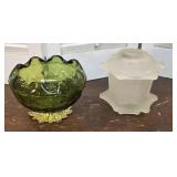 Green Rose bowl & fairy lamp