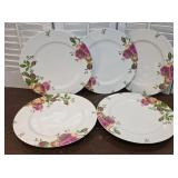 Set 5 Royal Albert country Rose dinner plates