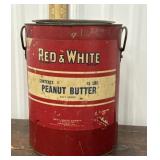 Vintage Red & White Brand Peanut butter tin