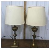 Pair of metal lamps w/ shades