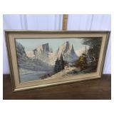 Mountains with Lake certified painting by Rinaldo