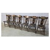 6 Stenciled Plank Seat Chairs