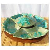 MCM California Pottery Green Leaf Chip & Dip on