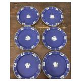 6 Wedgewood plates and 1 repaired candle stick