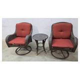 3pc Swivel Vinyl Wicker Patio Set