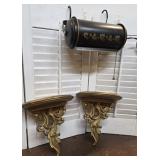 Syroco wall sconces & Tin toleware over the bed