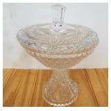 Vintage Clear Cut Glass Lidded BonBon Dish