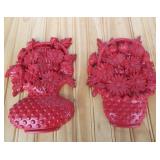 MCM Red Plastic Flower Wall Art