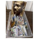 Shoe box of sports cards - baseball, basketball,