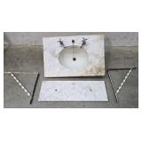 Marble wall mount sink