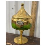 Vintage bohemian Czech covered compote