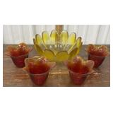 Lotus bowl and Amberina flower glass vases?