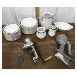Lynns China, plates, saucers, teapot, creamer,