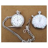 Pocket watch with fob and stop watch