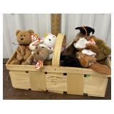 Market basket full of Beanie Babies