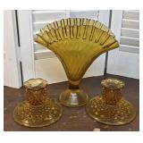 3pcs Fenton hobnail - vase & candlesticks