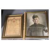 Vintage military picture and certificate
