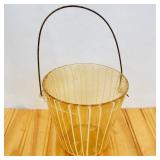 Hand Blown Yellow Glass with White Stripe Bucket