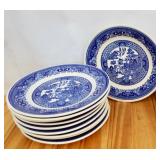Blue Willow Plates & Small Bowls. Most unmarked