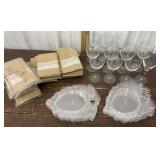 Wine glasses and snack trays, table setting
