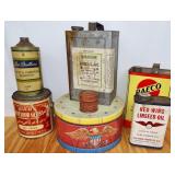 Lot of Vintage Advertising Cans- Garage Cans