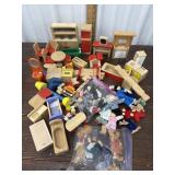 Small Wooden dolls and furniture