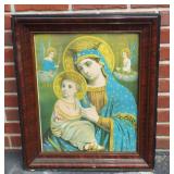Antique Framed Litho. Our Lady of Everlasting