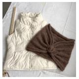 Ladies puffy vest, size large, super soft scarf