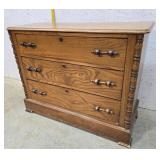 Chestnut 3 drawer dresser with wood pulls