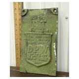 Cast iron DPW NY 1965 Bridge sign