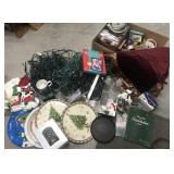 Christmas lights, ornaments, all towels,
