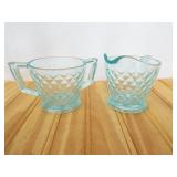 Imperial Glass Quilted Diamond Turquoise Blue