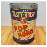 Tasty-Krisp PopKorn can. Early Advertising